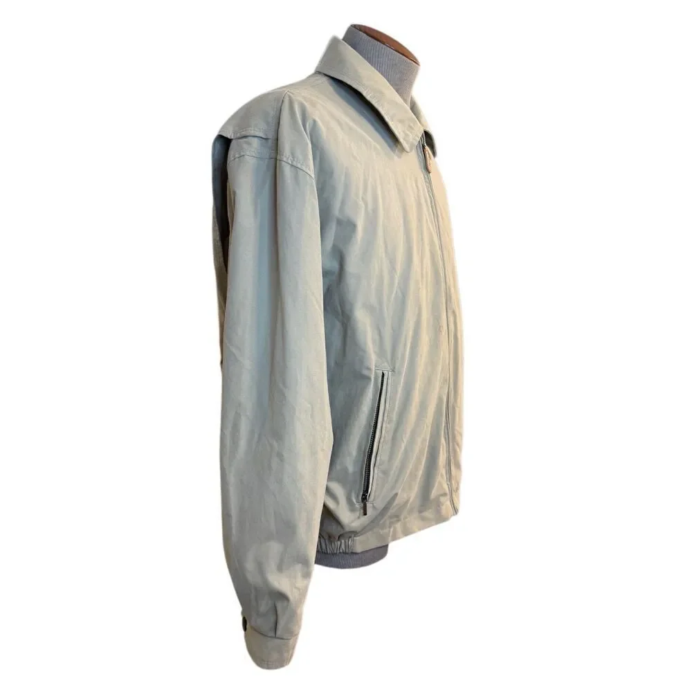 London Fog Retro Classic Khaki Jacket Mesh Lined Men's Size Large L Windbreaker